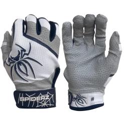 2022 Spiderz PRO Model Batting Gloves: White/Navy Blue
