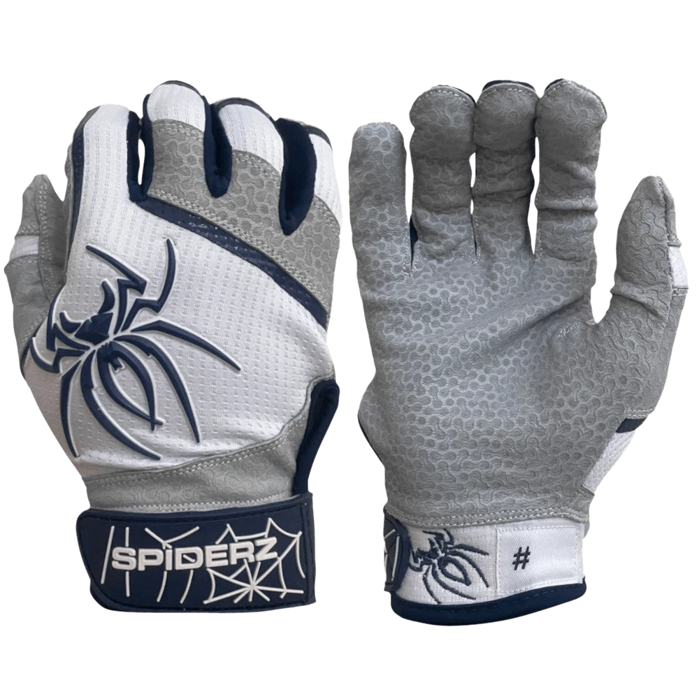 2022 Spiderz PRO Model Batting Gloves: White/Navy Blue 1 2022 Spiderz PRO Model Batting Gloves: White/Navy Blue