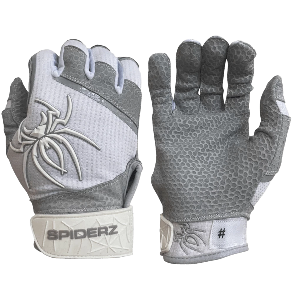 2022 Spiderz PRO Model Batting Gloves: White/Grey 1 2022 Spiderz PRO Model Batting Gloves: White/Grey