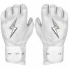 Bruce Bolt PREMIUM PRO Chrome Series Long Cuff Batting Gloves: White