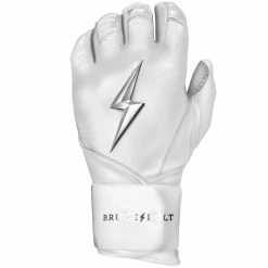 Bruce Bolt PREMIUM PRO Chrome Series Long Cuff Batting Gloves: White -Fielding Gloves Sales Store LC CHRW LEFT