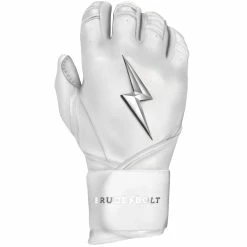 Bruce Bolt PREMIUM PRO Chrome Series Long Cuff Batting Gloves: White -Fielding Gloves Sales Store LC CHRW RIGHT