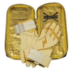 Bruce Bolt PREMIUM PRO Gold Series Batting Gloves: Long Cuff -Fielding Gloves Sales Store LC GLD BAG2