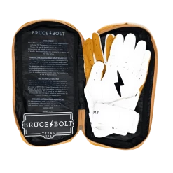 Bruce Bolt PREMIUM PRO Long Cuff Batting Gloves: White -Fielding Gloves Sales Store LC WHTG BAG2