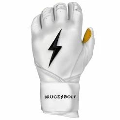 Bruce Bolt PREMIUM PRO Long Cuff Batting Gloves: White -Fielding Gloves Sales Store LC WHTG LEFT