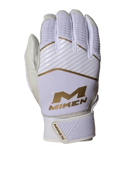 Miken Softball MK7X Adult White And Gold Batting Gloves: MBGGLD-WHT -Fielding Gloves Sales Store MBGGLDwhite3