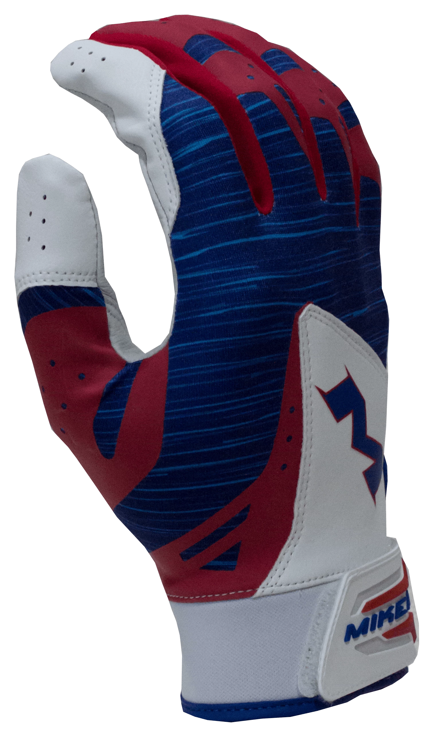 2018 Miken Pro Red White And Blue Batting Gloves: MBGL18-RWB 1 2018 Miken Pro Red White And Blue Batting Gloves: MBGL18-RWB