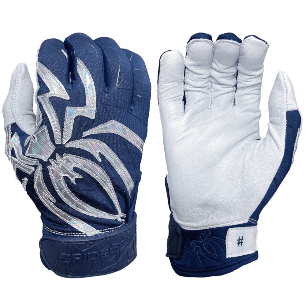 2022 Spiderz PRIZM Batting Gloves: Navy Blue/Silver 1 2022 Spiderz PRIZM Batting Gloves: Navy Blue/Silver