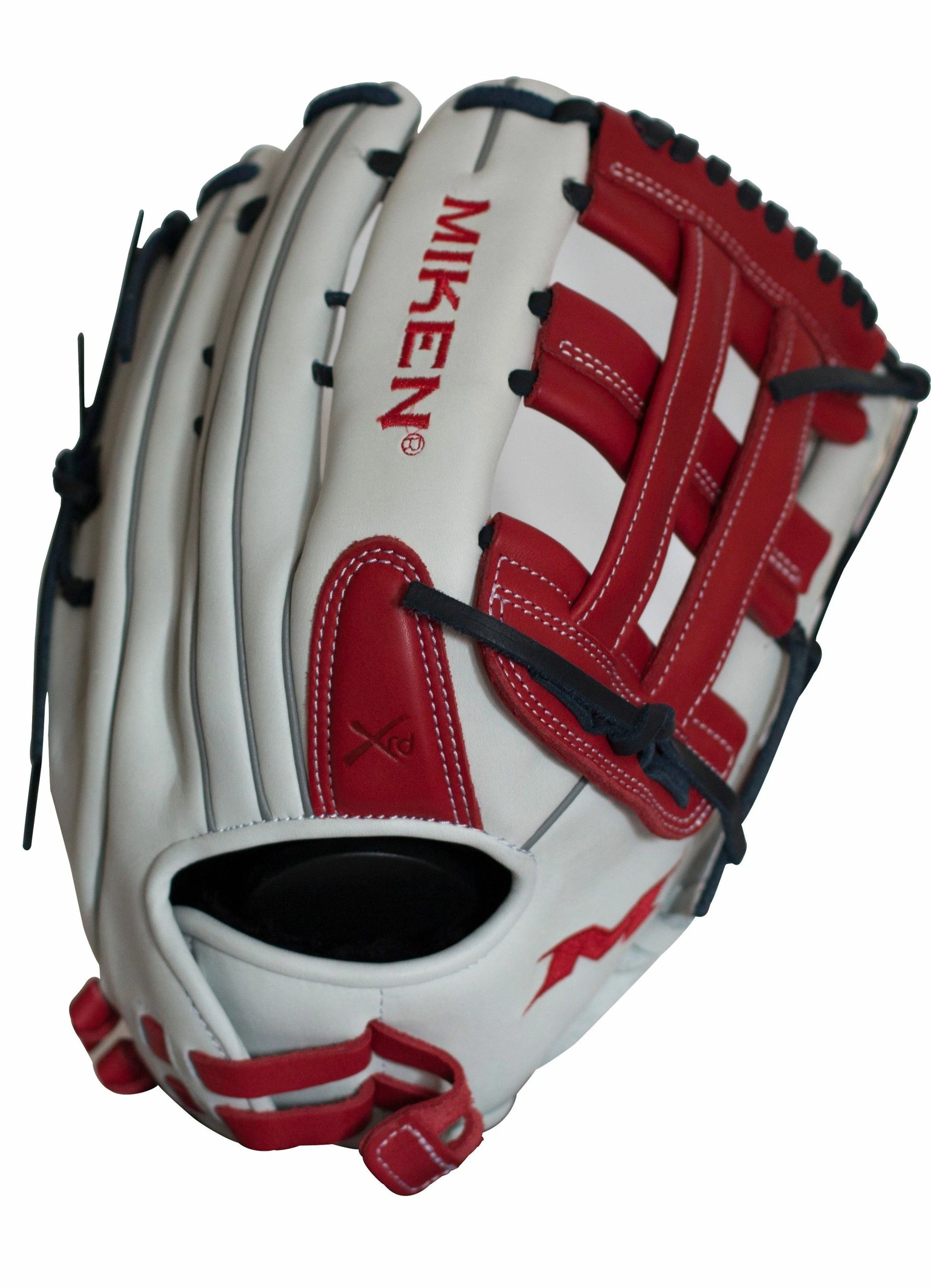 Miken Pro Series 13.5″ Slow Pitch Fielding Glove – White/Scarlet/Navy: PRO135WSN 1 Miken Pro Series 13.5″ Slow Pitch Fielding Glove – White/Scarlet/Navy: PRO135WSN