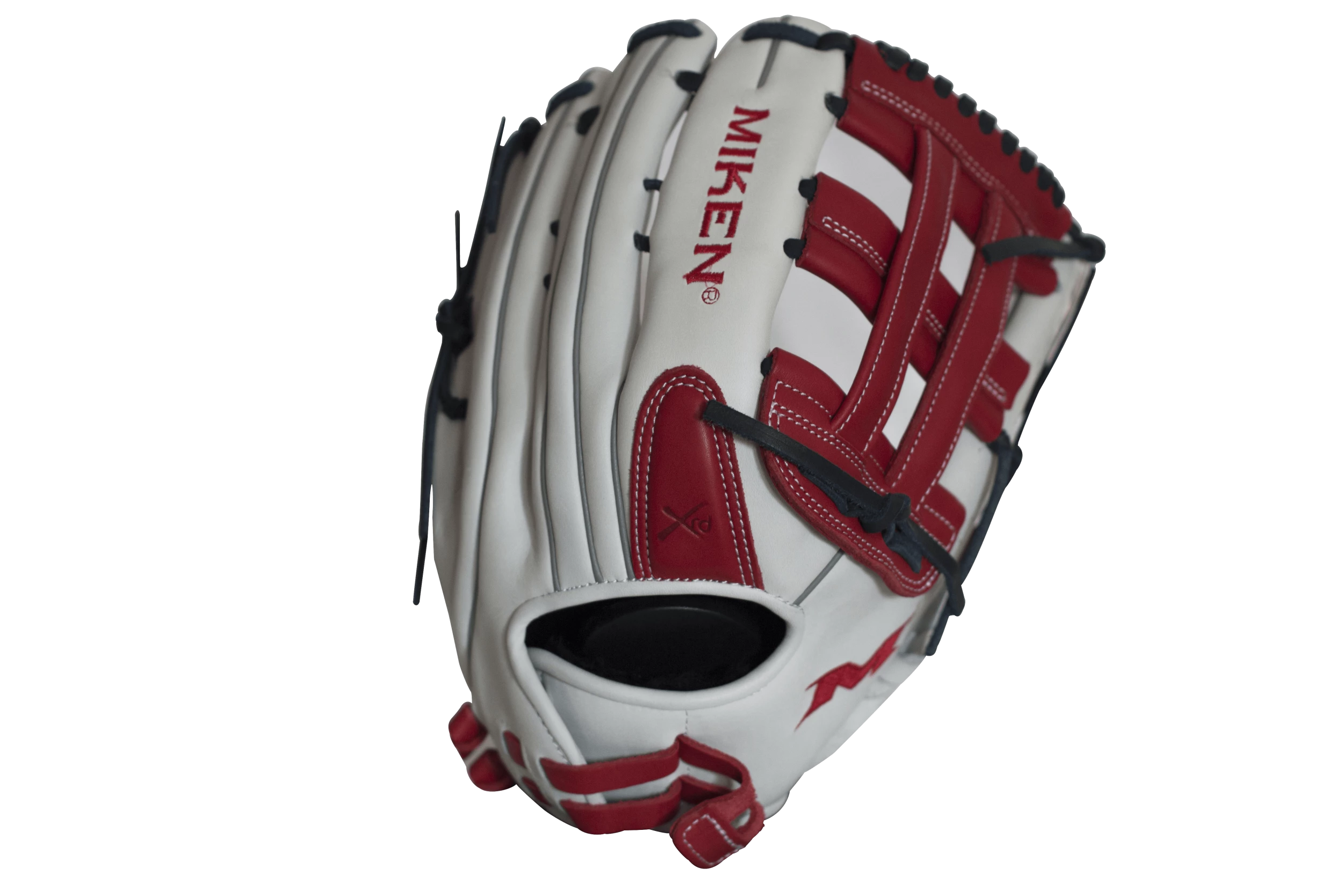 Miken Pro Series 14″ Slow Pitch Fielding Glove – White/Scarlet/Navy: PRO140WSN 3 Miken Pro Series 14″ Slow Pitch Fielding Glove – White/Scarlet/Navy: PRO140WSN - Image 3