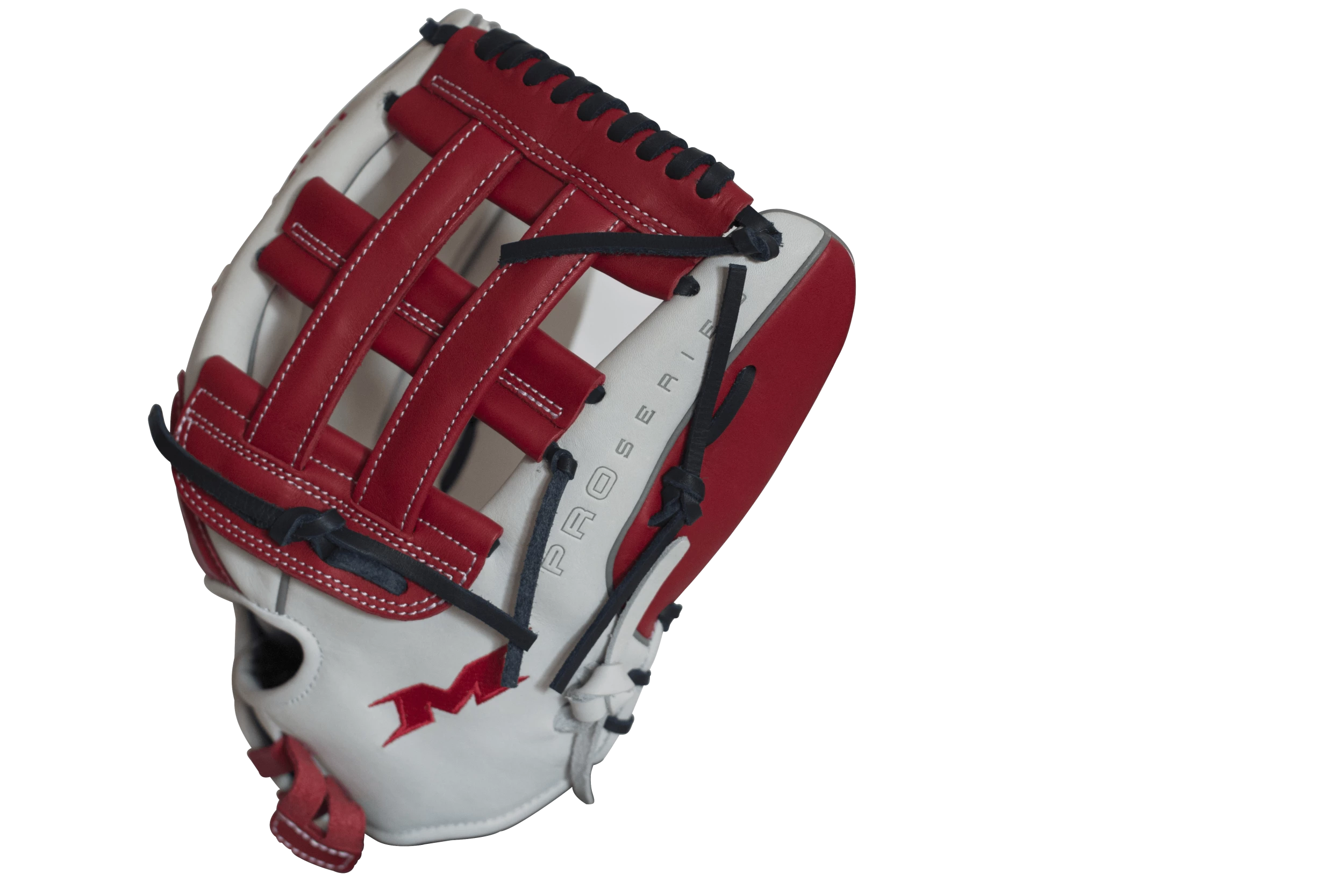 Miken Pro Series 14″ Slow Pitch Fielding Glove – White/Scarlet/Navy: PRO140WSN 2 Miken Pro Series 14″ Slow Pitch Fielding Glove – White/Scarlet/Navy: PRO140WSN - Image 2