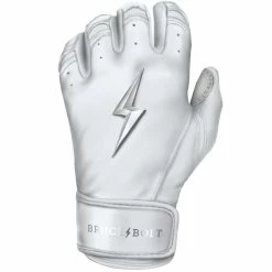 Bruce Bolt PREMIUM PRO Chrome Series Short Cuff Batting Gloves: White -Fielding Gloves Sales Store SC CHRW LEFT