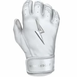 Bruce Bolt PREMIUM PRO Chrome Series Short Cuff Batting Gloves: White -Fielding Gloves Sales Store SC CHRW RIGHT