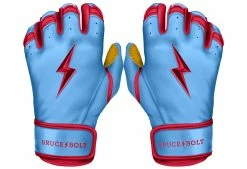 Bruce Bolt PREMIUM PRO BADER Series Short Cuff Batting Gloves: Baby Blue