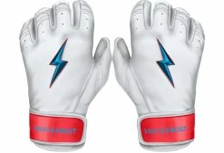 Bruce Bolt PREMIUM PRO BRINSON Series Short Cuff Batting Gloves: White
