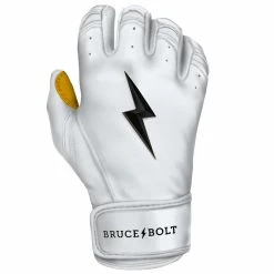 Bruce Bolt PREMIUM PRO Short Cuff Batting Gloves: White -Fielding Gloves Sales Store SC WHTG RIGHT