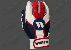 Worth Adult Red, White, And Blue Team Batting Gloves: WBATGL-RWB -Fielding Gloves Sales Store WORTHBGRWB