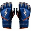 Bruce Bolt PREMIUM PRO NIMMO Long Cuff Batting Gloves: Mets Blue