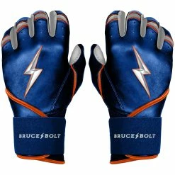 Bruce Bolt PREMIUM PRO NIMMO Long Cuff Batting Gloves: Mets Blue