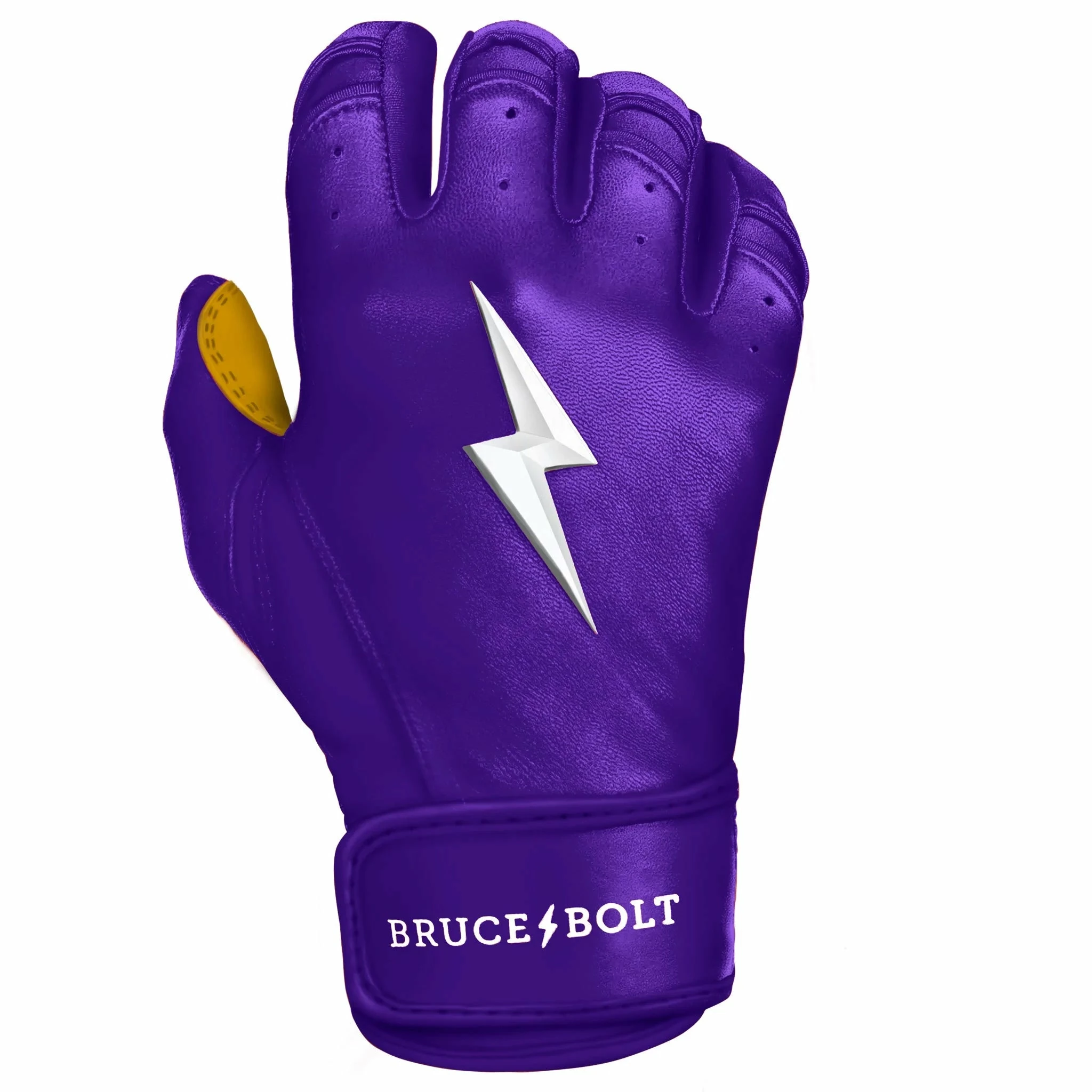 Bruce Bolt PREMIUM PRO Short Cuff Batting Gloves: Purple 2 Bruce Bolt PREMIUM PRO Short Cuff Batting Gloves: Purple - Image 2