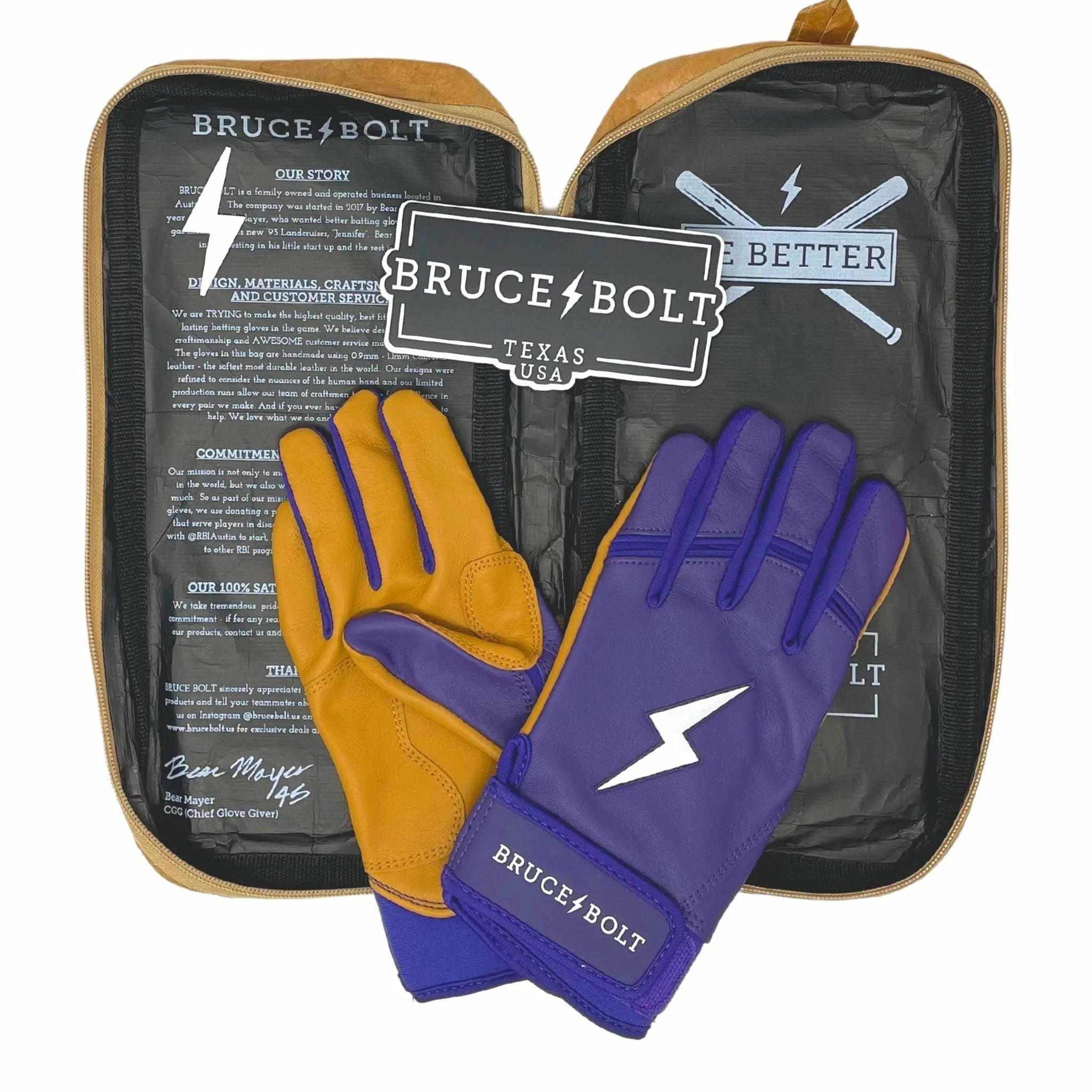 Bruce Bolt PREMIUM PRO Short Cuff Batting Gloves: Purple 5 Bruce Bolt PREMIUM PRO Short Cuff Batting Gloves: Purple - Image 5